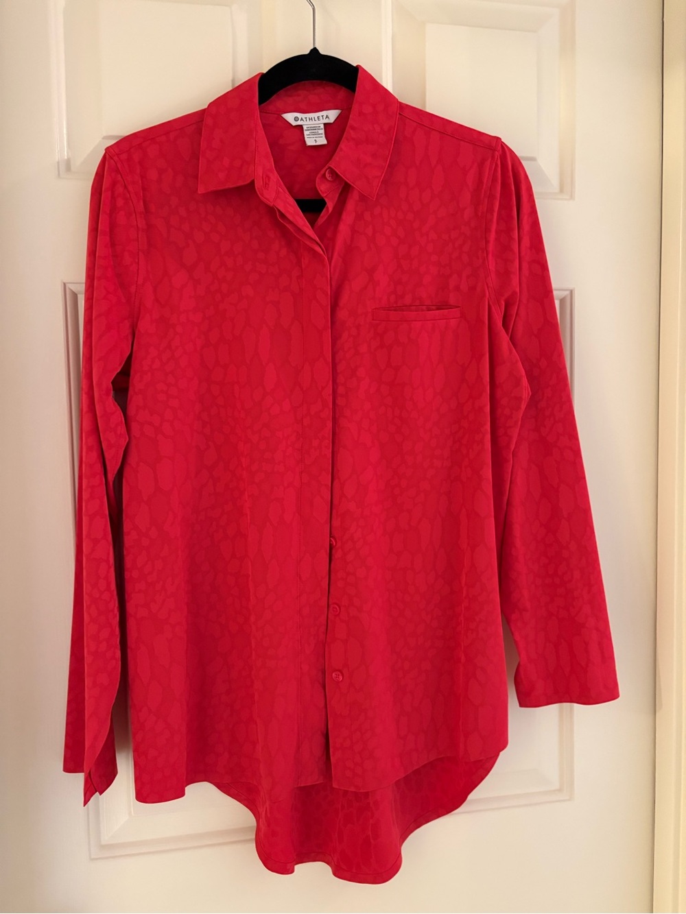 Athleta Red Subtle-Print Long Sleeve Shirt